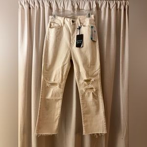 Studio Blue White High Rise Straight Jeans